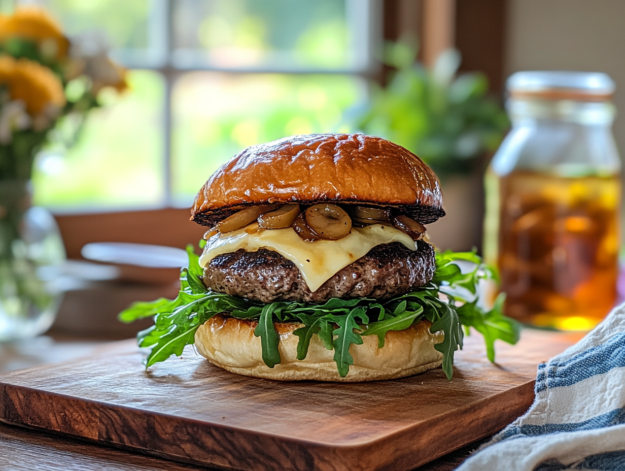 Umami Packed Gourmet Beef Burger With Roasted Garlic