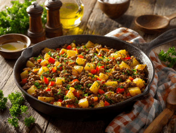 Savory Skillet Hamburger Hash without Cheese